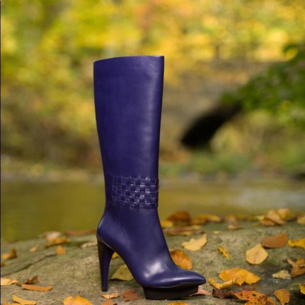 Knee high heeled boot soft  leather imported